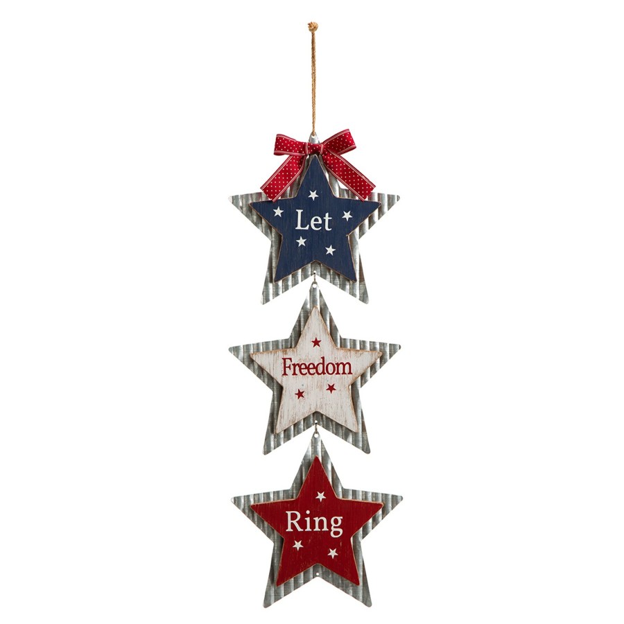 Wall Art * | Patriotic Star Trio Wall Hanger, 24 Nice Style