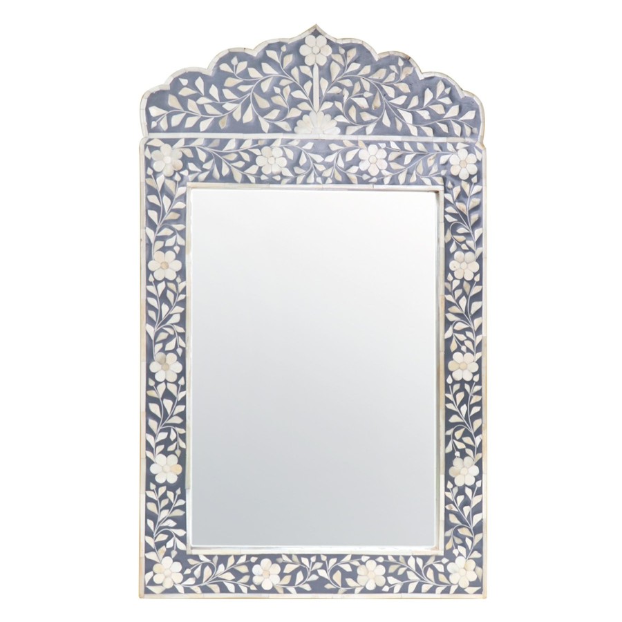 Mirrors * | Grey Bone Inlay Arch Wall Mirror, 18 30 Sale