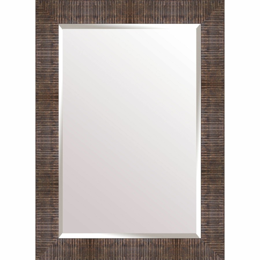 Mirrors * | 32X44 Rectangle Plastic Ribbed Bronze Wall Mirror Clearance