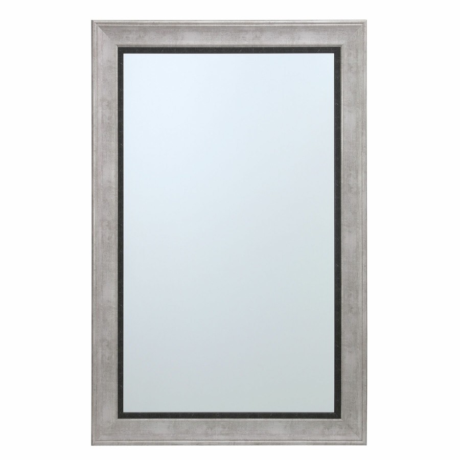 Mirrors * | 24X36 Light Grey With Black Frame Mirror New Arrivals