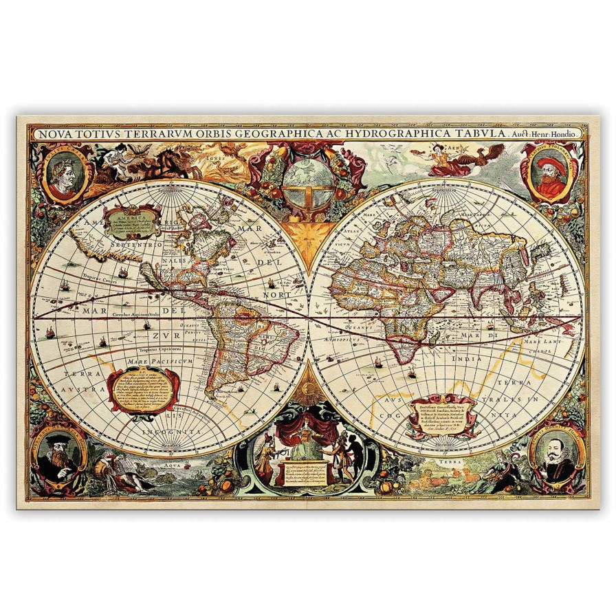 Wall Art * | Old World Map Canvas Wall Art, 24 36 Clearance