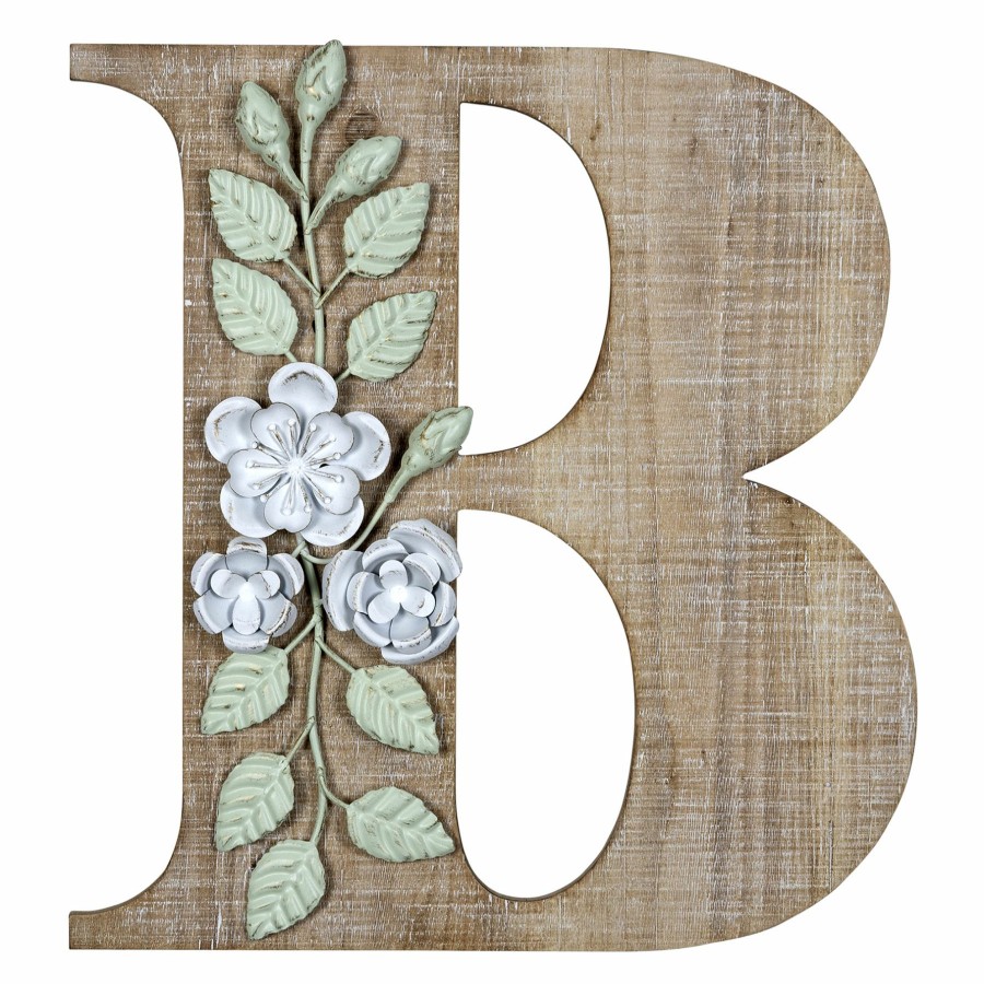 Wall Art * | Grace Mitchell 14 Floral Monogram Wall Art, B New Arrivals