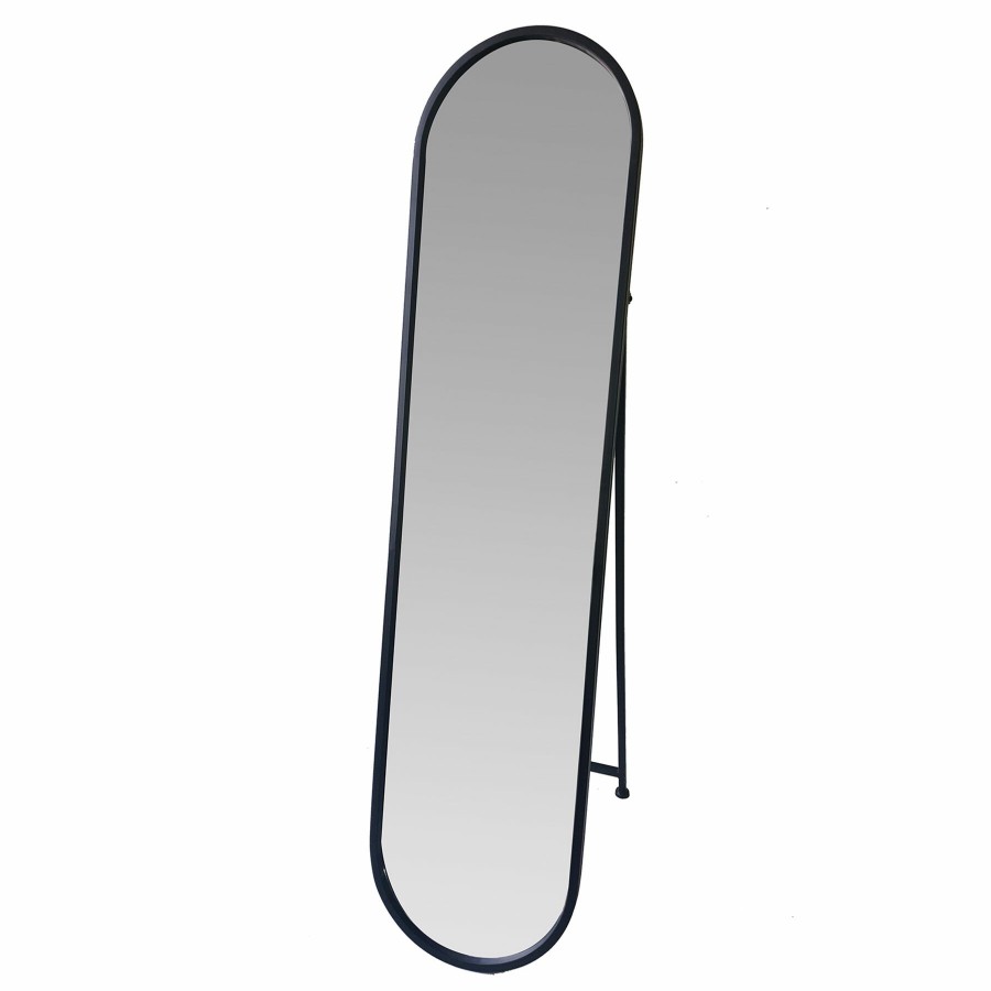 Mirrors * | 15X61 Oval Black Floor Mirror Sale Merchandise