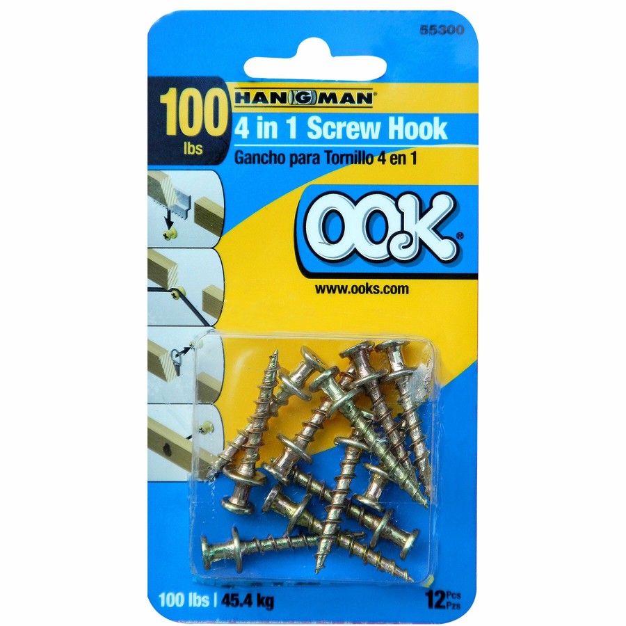 Frames * | 100 Lbs Bear Claw 4-In-1 Screw Hooks 12-Pack High Quality