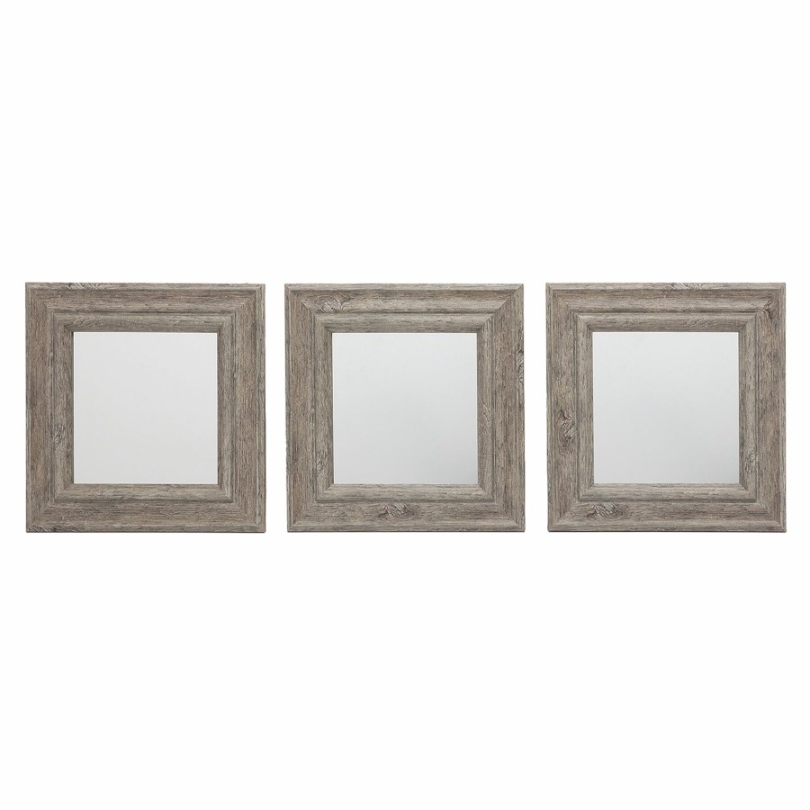 Mirrors * | 10In. Light Grey Square Mirror 3-Piece Set Hot Sell