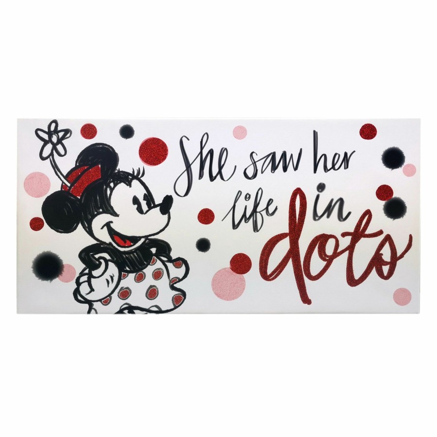 Wall Art * | 24X12 Minnie Mouse Canvas With Glitter Wall Art At The Best Price