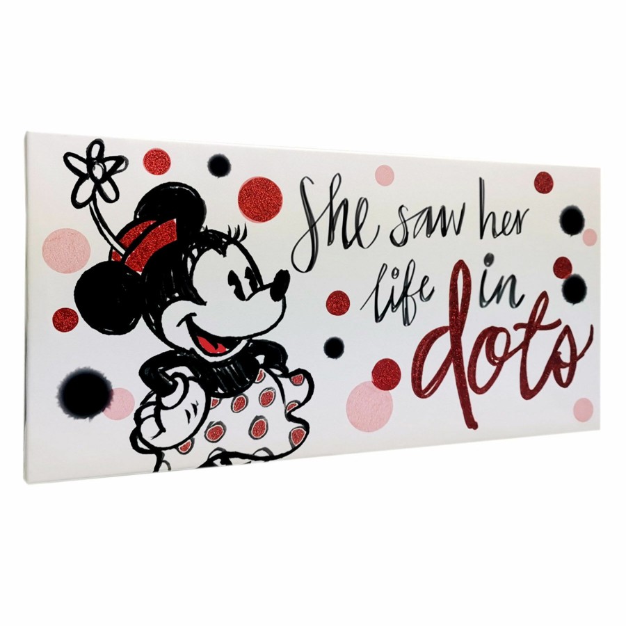 Wall Art * | 24X12 Minnie Mouse Canvas With Glitter Wall Art At The Best Price