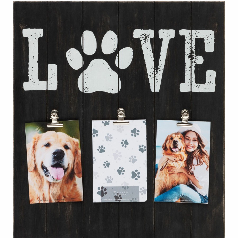 Frames * | Black 3 Clip 4X6 Love With Paw Printed Photo Collage Clearance