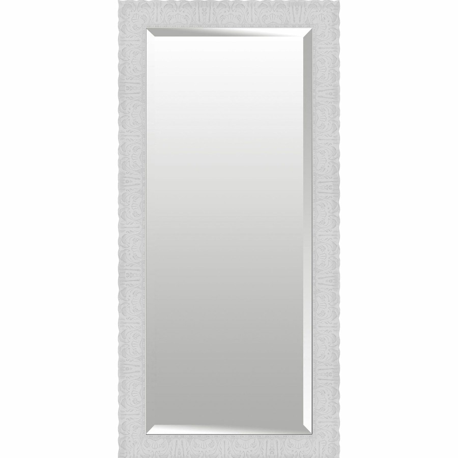 Mirrors * | 32X66 Rectangle Plastic Scalloped Edges White Floor Mirror Excellent