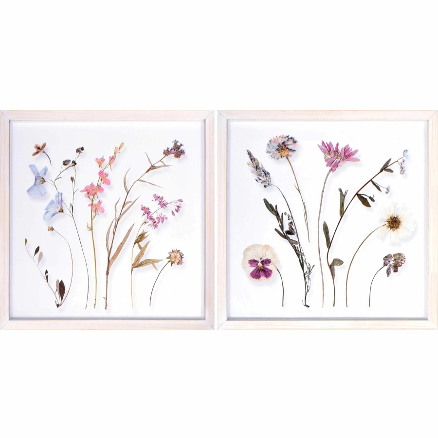 Wall Art * | 2-Piece 14X14 Floral Shadowboxes Glamor Model