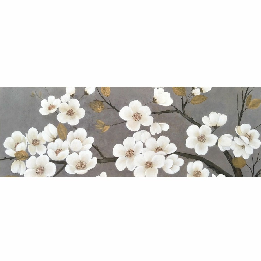 Wall Art * | Golden Leaf Blossoms Panel Canvas Wall Art, 60 20 Premium Product