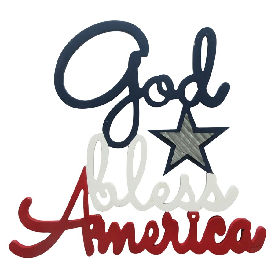 Wall Art * | God Bless America Cutout Sign, 17 Online Store