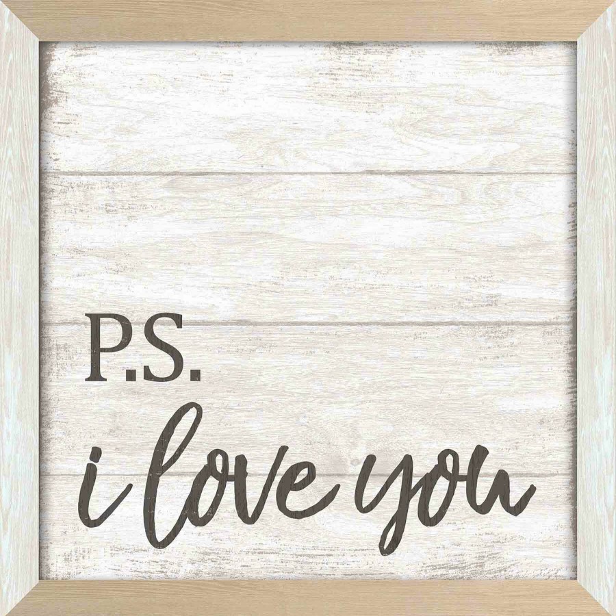 Wall Art * | 14X14 Ps I Love You Textured Art With Two Tone Frame Sale