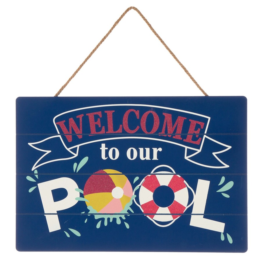 Wall Art * | Welcome To Our Pool Slotted Sign, 20 13 Clearance