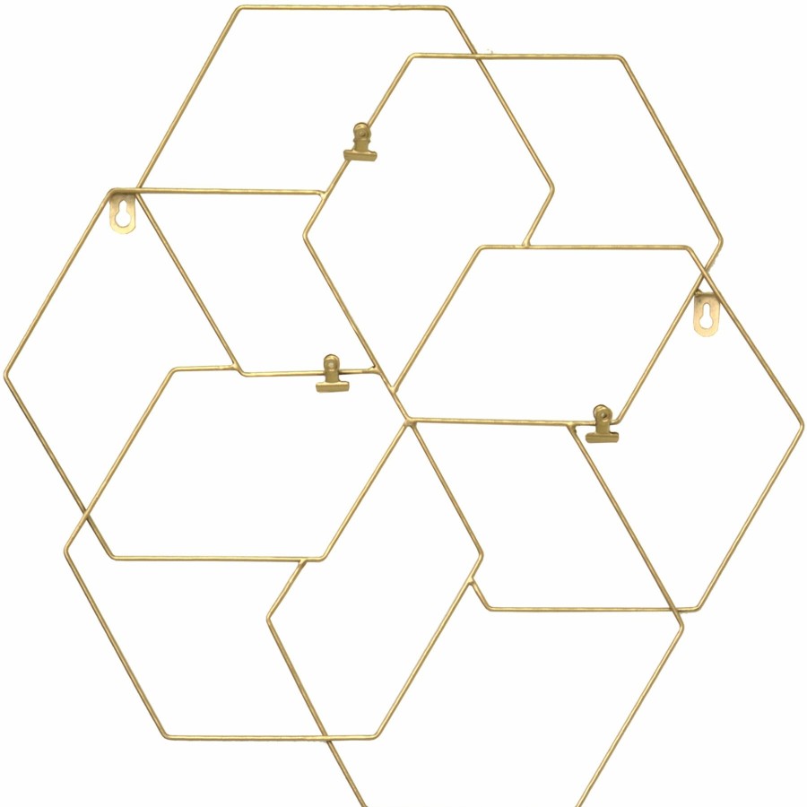 Frames * | Gold Metal Hexagon Collage Clip Frame, 19 High Quality