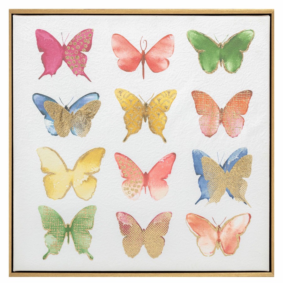 Wall Art * | Assortment Of Butterflies Textured Canvas Wall Art, 16 Hot Sell