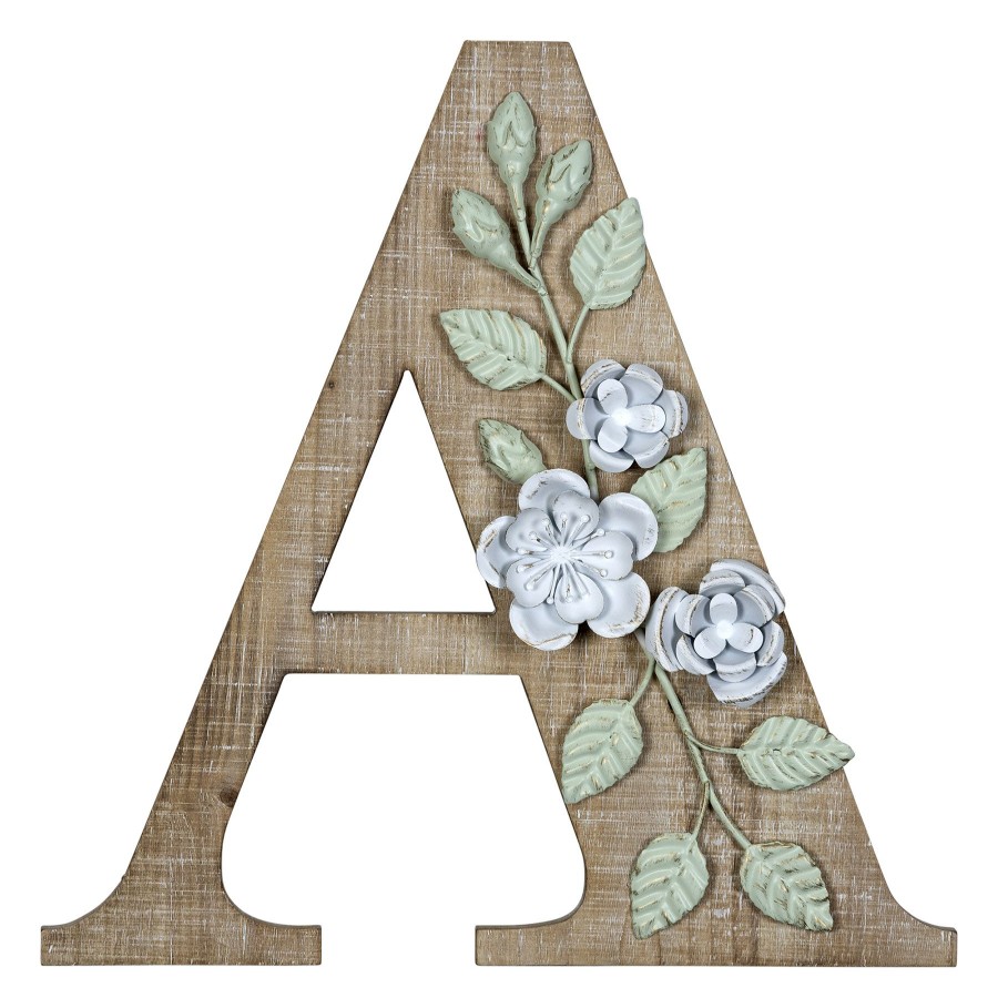 Wall Art * | Grace Mitchell 14 Floral Monogram Wall Art, A High Quality