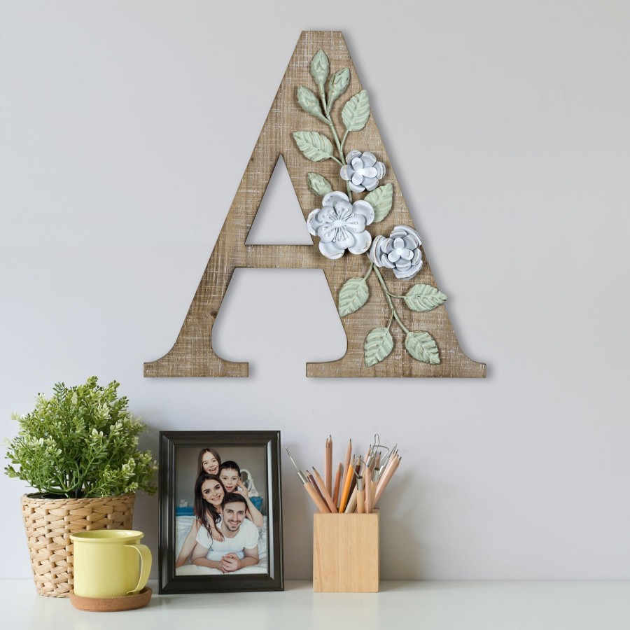 Wall Art * | Grace Mitchell 14 Floral Monogram Wall Art, A High Quality