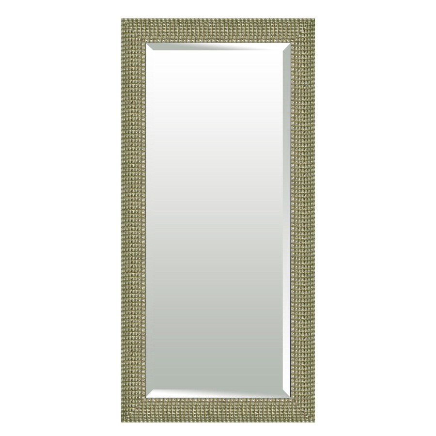 Mirrors * | 32X68 Rectangle Solid Wood Champagne Silver Floor Mirror Online Store