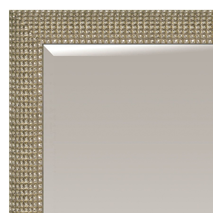 Mirrors * | 32X68 Rectangle Solid Wood Champagne Silver Floor Mirror Online Store