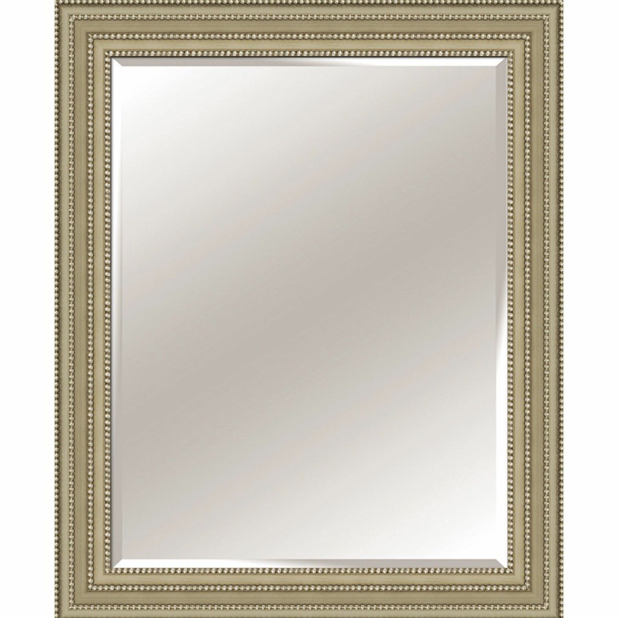 Mirrors * | 36X46 Rectangle Solid Wood Quad Beads Champagne Wall Mirror Top Sell