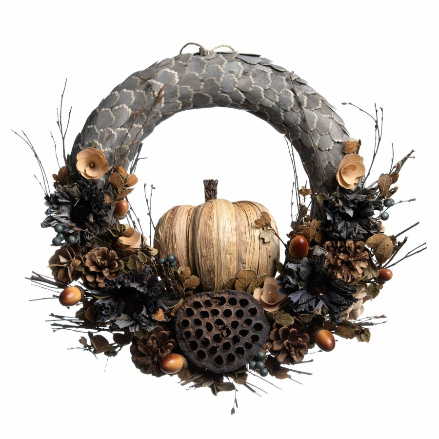 Wall Art * | Honeybloom Natural Acorn & Pumpkin Wreath, 17 Latest Fashion