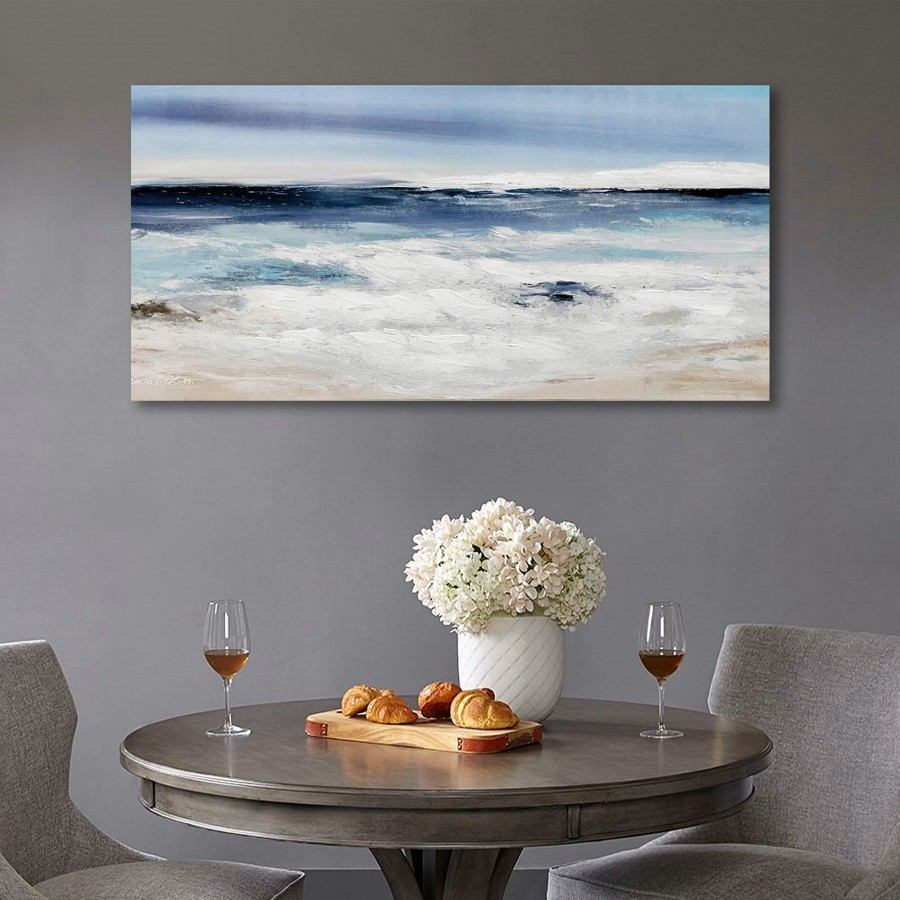 Wall Art * | 48X24 Long Beach Embellished Canvas Art Special Design