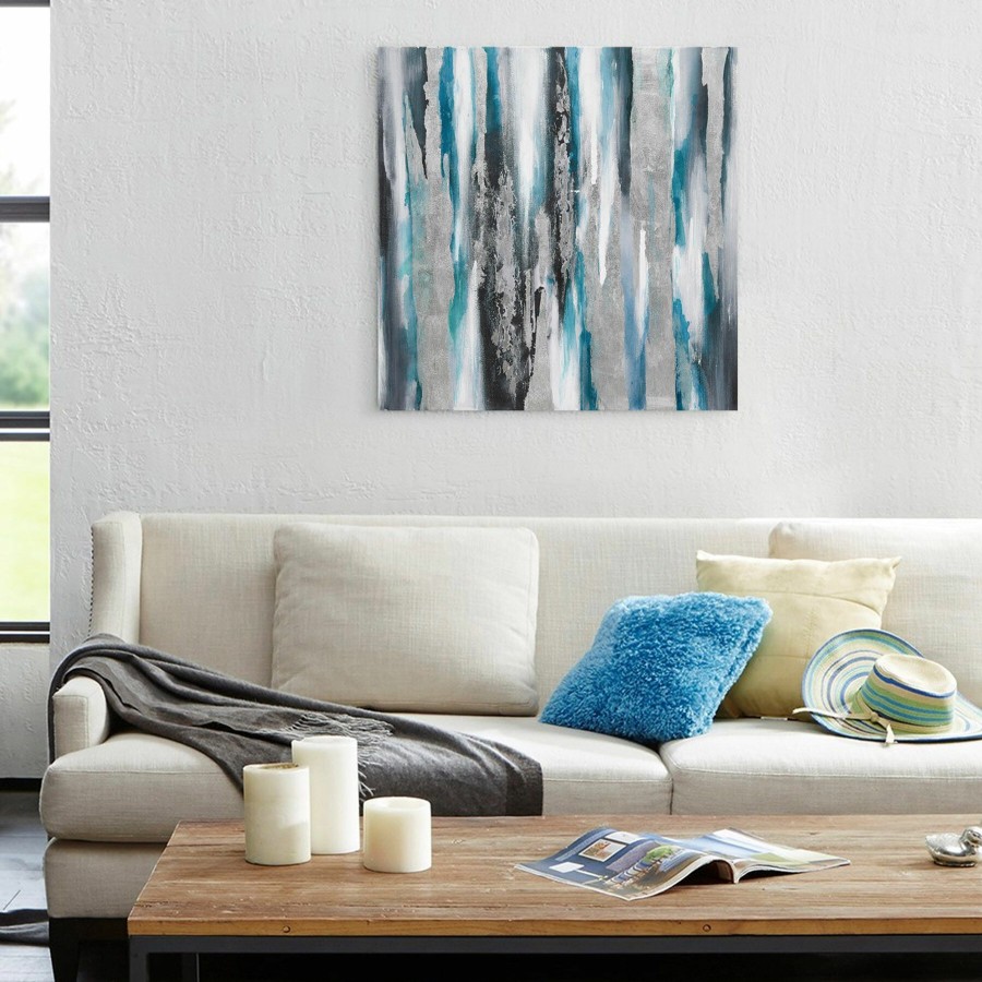 Wall Art * | Blue Stalagmite Embellished Canvas Wall Art, 39 Online Discount