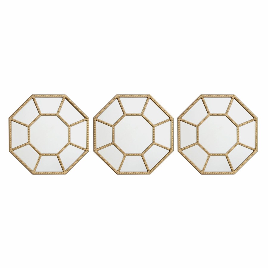 Mirrors * | 10In. Gold Octagon Mirror 3-Piece Set Latest Fashion