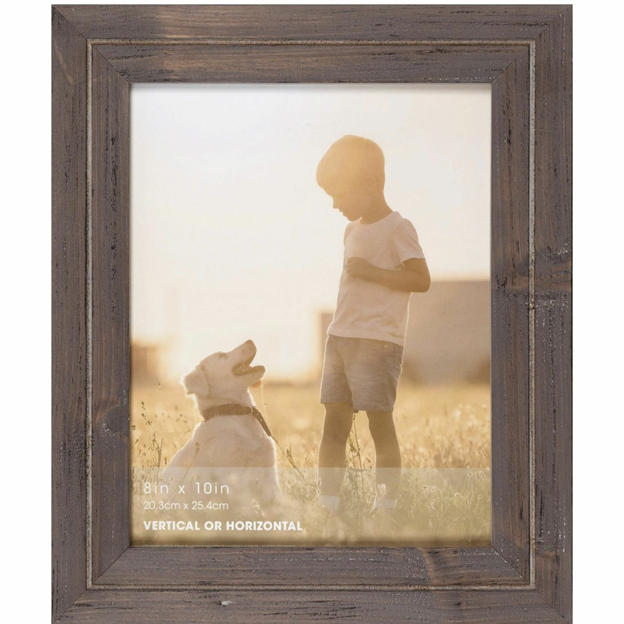 Frames * | 8X10 Greywash Flat With Grooved Line Profile Photo Frame High Quality