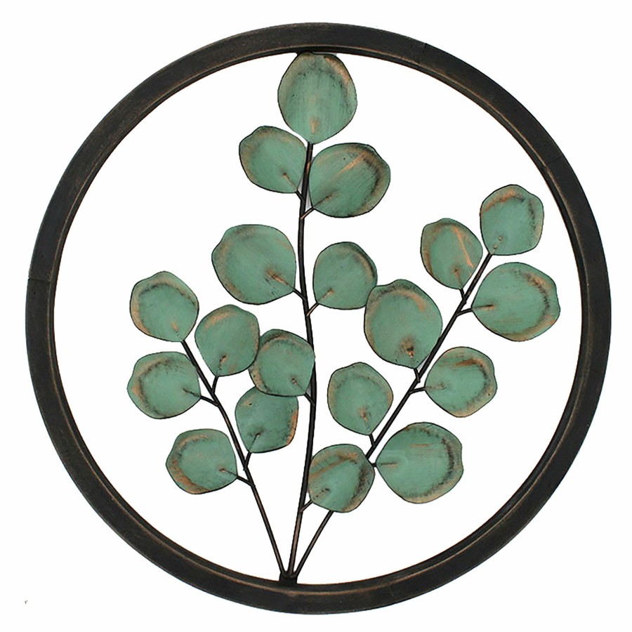 Wall Art * | 14X14 Metal Leaf Circle At The Best Price