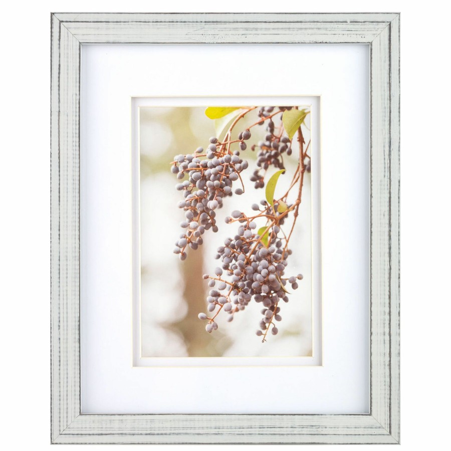 Frames * | Pick & Mix 8 10 Matted To 5 7 Thin Linear Photo Frame, Whitewash Unique Style