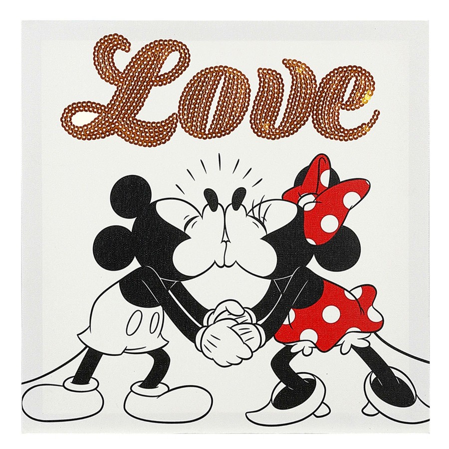 Wall Art * | 12X12 Mickey Minnie Sequin Canvas Wall Art Online Discount