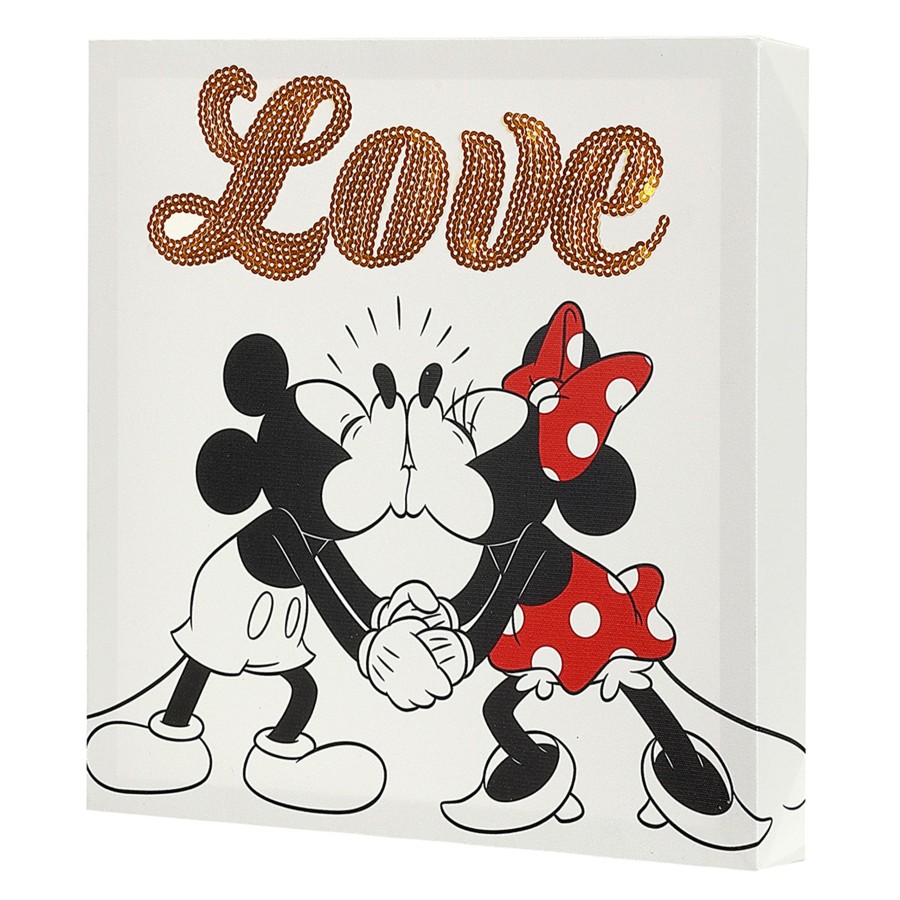 Wall Art * | 12X12 Mickey Minnie Sequin Canvas Wall Art Online Discount