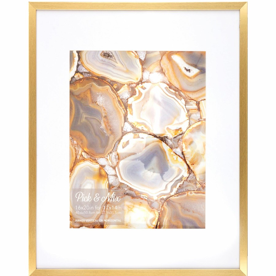 Frames * | Pick & Mix 16 20 Matted To 11 14 Linear Photo Frame, Gold Hot Sell