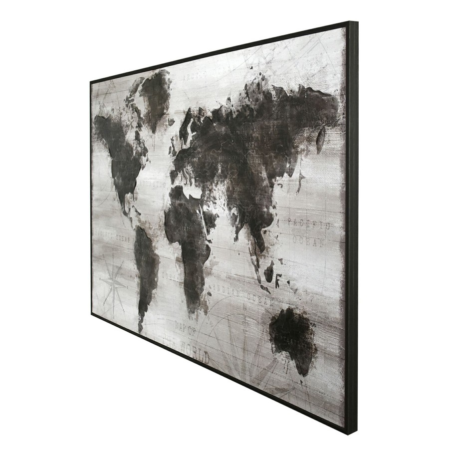 Wall Art * | Black & White Map Framed Canvas Wall Art, 61 36 Online Discount