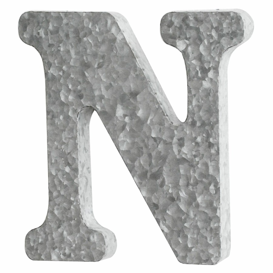 Wall Art * | 12In. Galvanized Metal Monogram N Online Discount