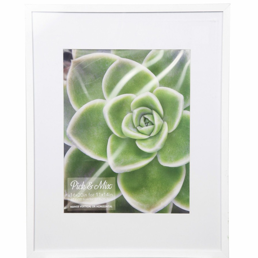 Frames * | Pick & Mix 16 20 Matted To 11 14 Linear Photo Frame, White Unique Style