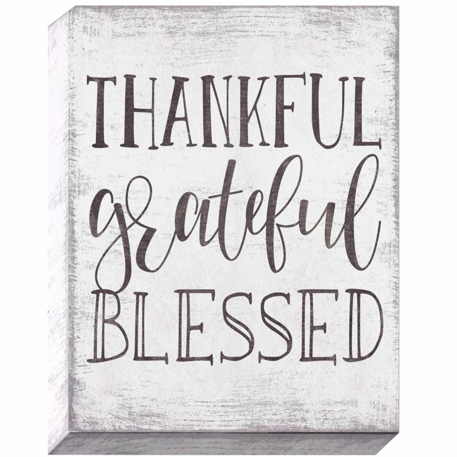 Wall Art * | Thankful Grateful Blessed Canvas Wall Art, 11 14 Discounts Online