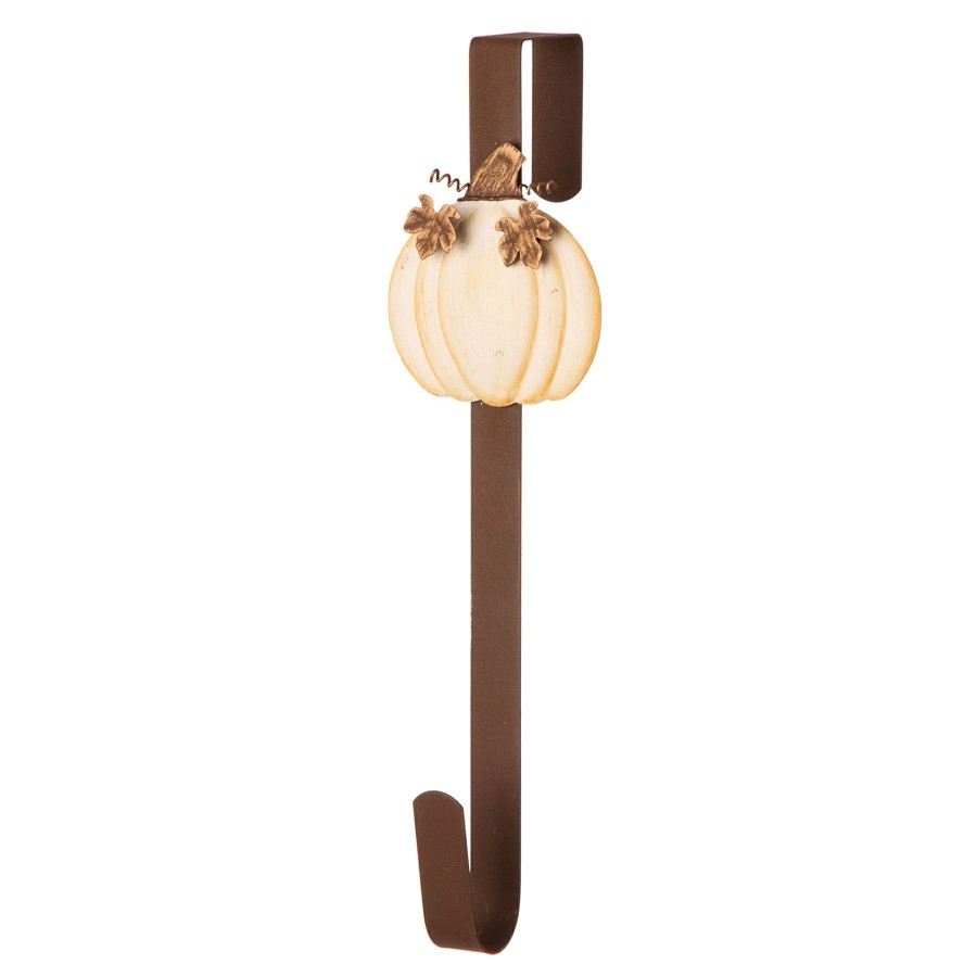 Wall Art * | Honeybloom White Metal Pumpkin Wreath Hanger, 15 At The Best Price