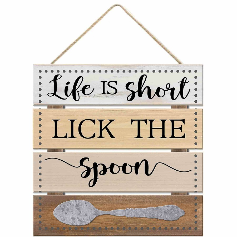 Wall Art * | 10X10 Life Is Short Textured Plank Plaque With Rope Hanger At The Best Price