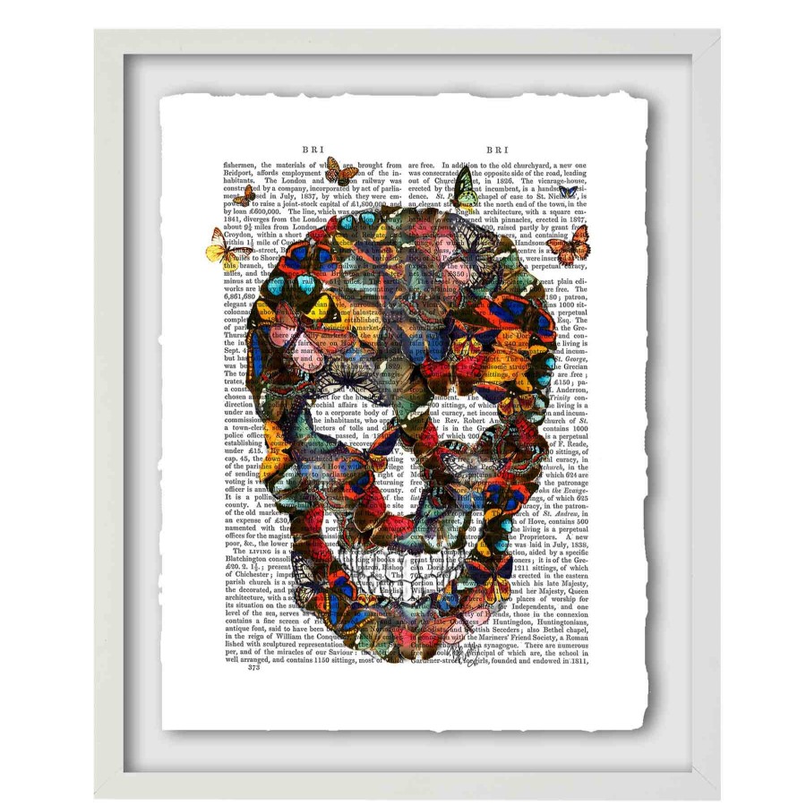 Wall Art * | 16X20 Butterfly Sugar Skull Deckedled Print Under Glass Sale