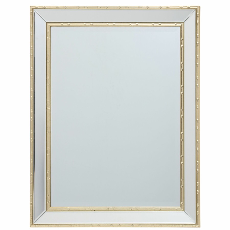 Mirrors * | 22X28 Gold Bamboo Trim Mirror On Mirror On Sale