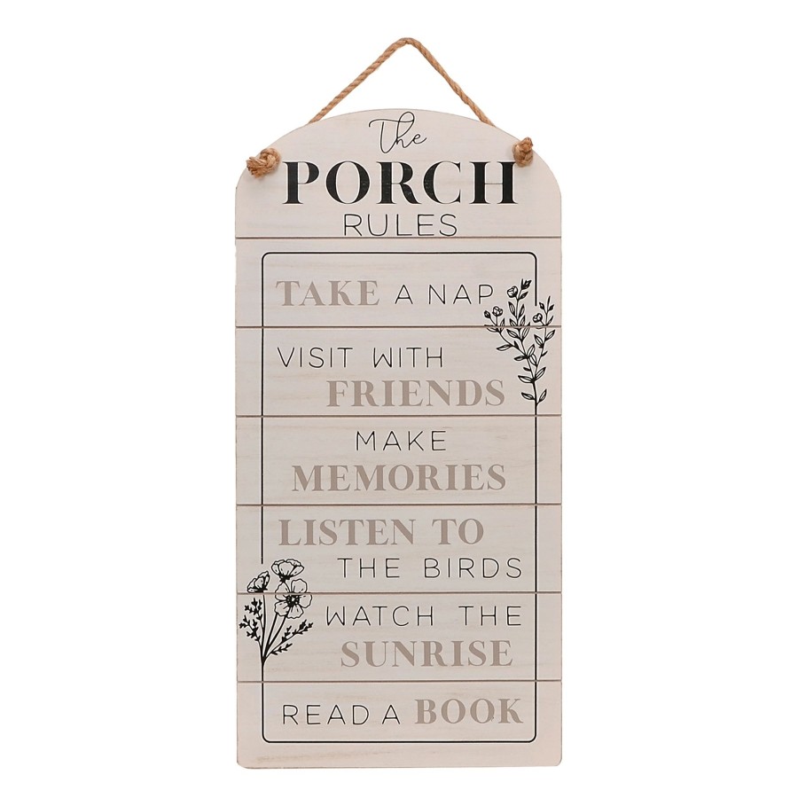 Wall Art * | Honeybloom Porch Rules Wall Sign, 15 30 On Sale