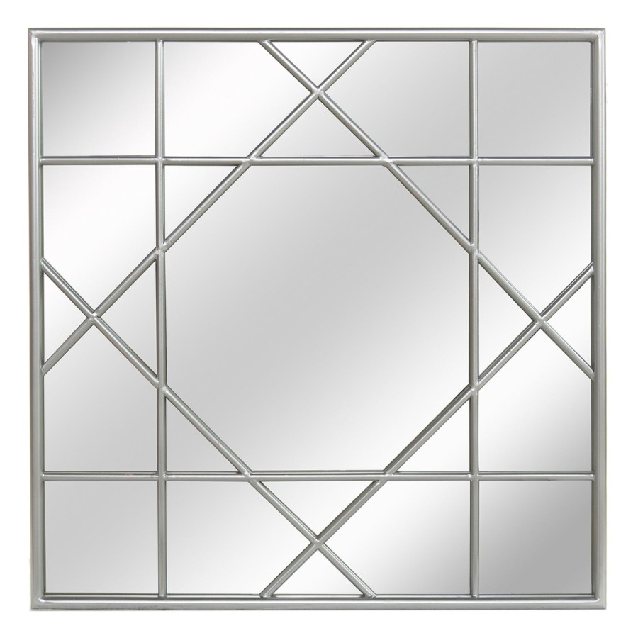 Mirrors * | Laila Ali Silver Tile Square Mirror, 28 Sale