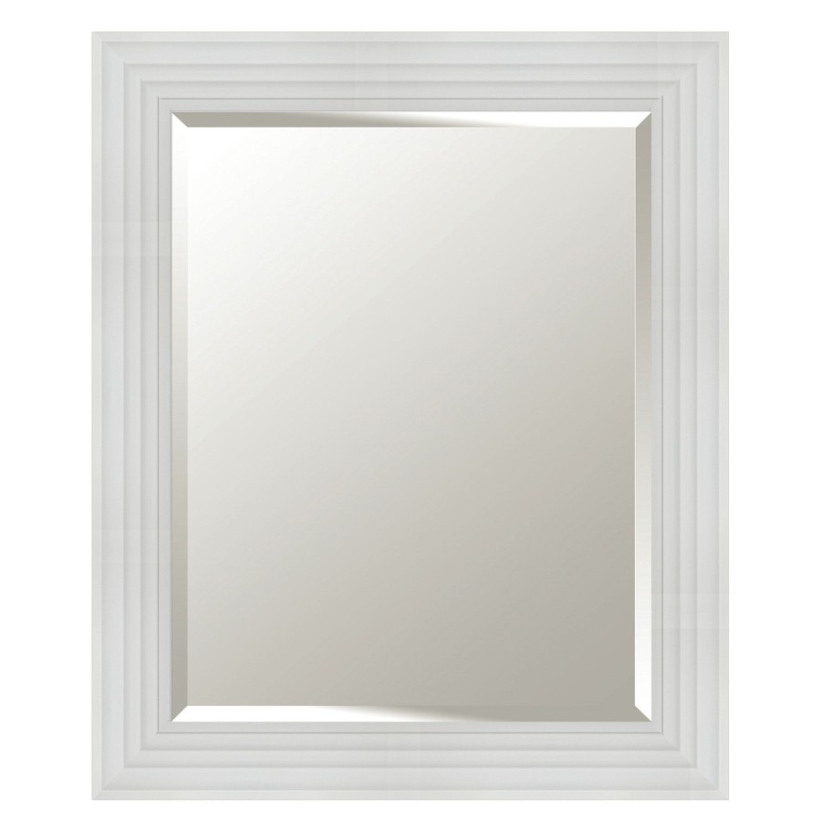 Mirrors * | 21X25 Rectangle Plastic Ridged Glossy White Wall Mirror Best Quality