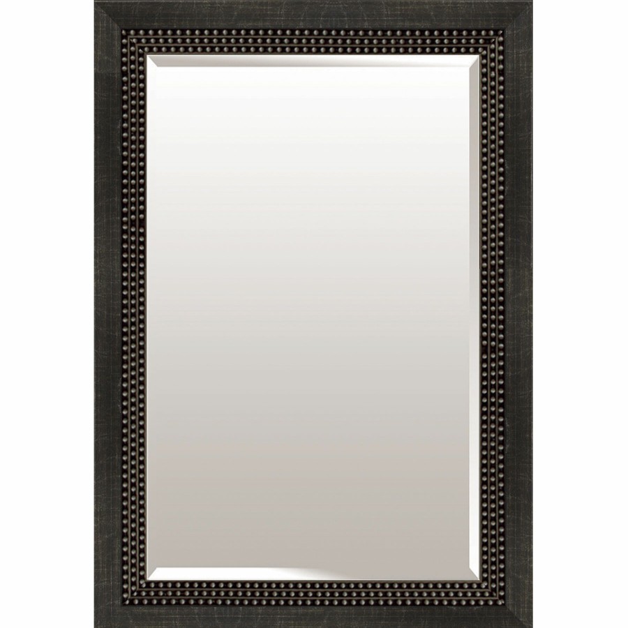 Mirrors * | 30X36 Rectangle Plastic Triple Beads Brushed Platinum Wall Mirror Fascinating Model