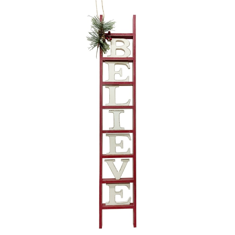 Wall Art * | Red Believe Ladder Sign, 26.5 Glamor Model