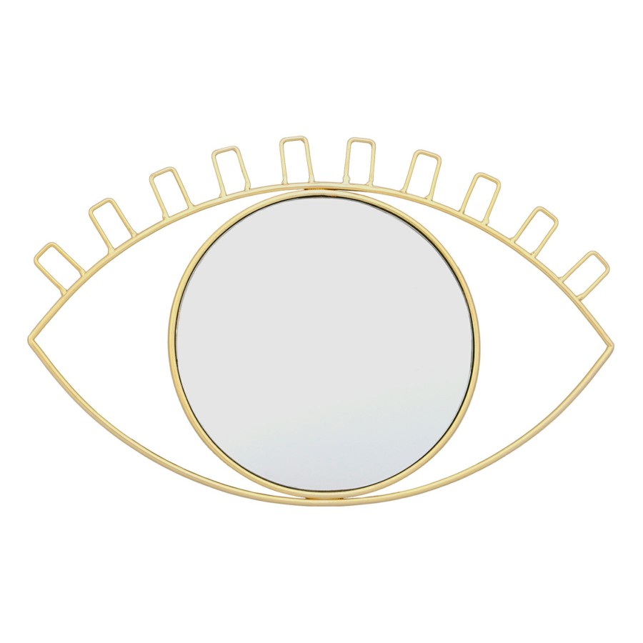 Mirrors * | Gold Metal Eye-Shaped Wall Mirror, 16 9.5 Shoping Model