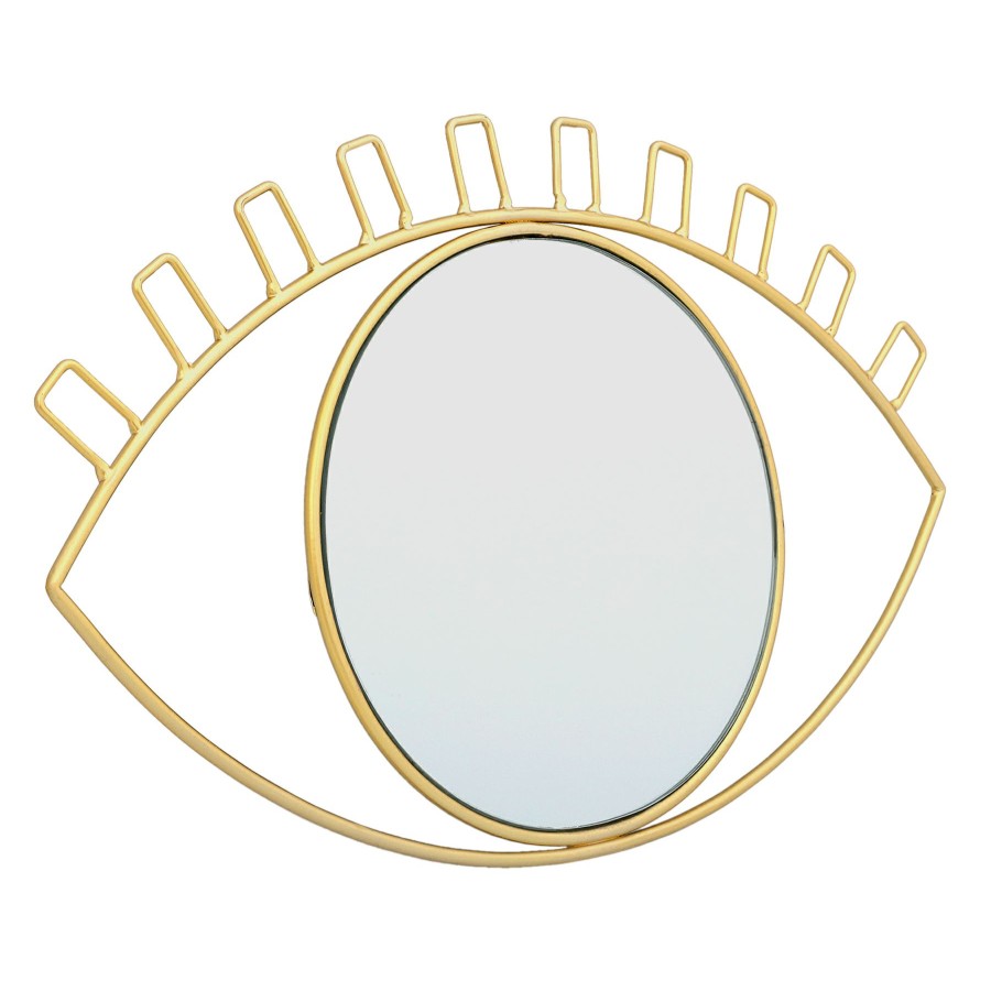 Mirrors * | Gold Metal Eye-Shaped Wall Mirror, 16 9.5 Shoping Model